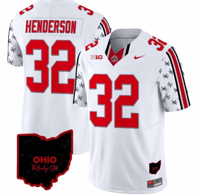 Men's Ohio State Buckeyes #32 TreVeyon Henderson White 2023 F.U.S.E. Limited Stitched Jersey
